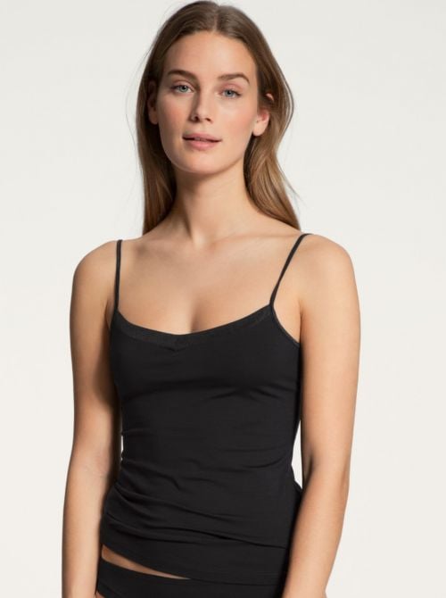 Cate Top with thin straps, black CALIDA