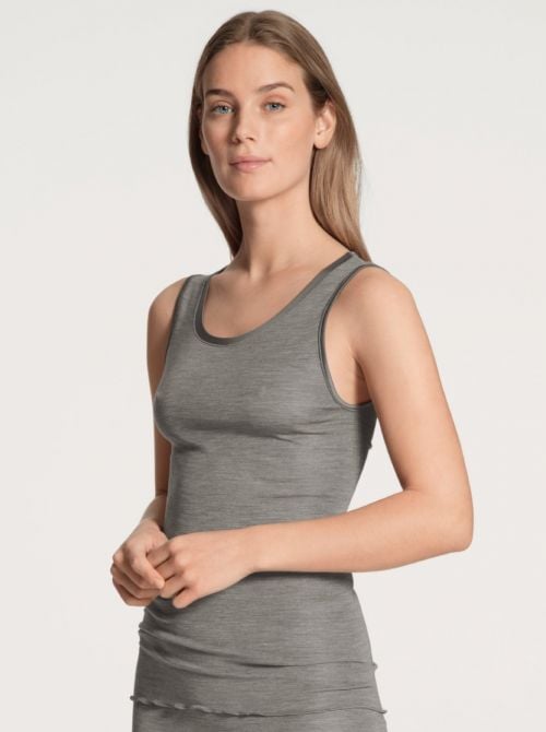 True Confidence Tank-Top lana e seta, grigio platino