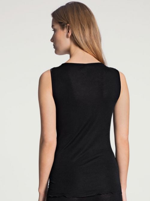 True Confidence Tank-Top lana e seta, nero