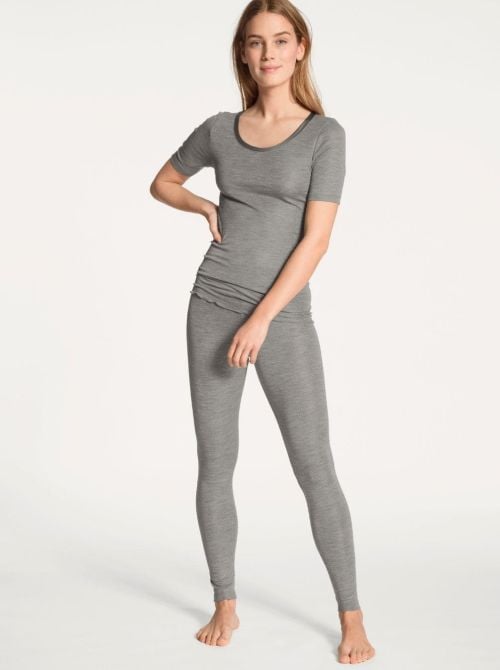 True Confidence maglia a manica corta lana e seta, grigio platino