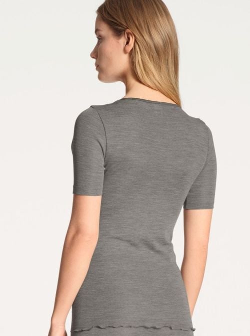 True Confidence maglia a manica corta lana e seta, grigio platino