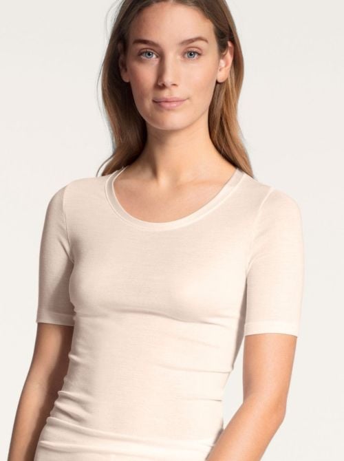 True Confidence maglia a manica corta lana e seta, crema CALIDA