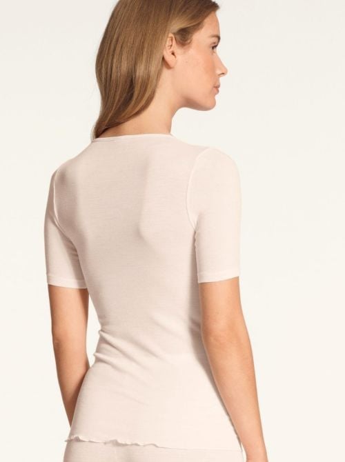 True Confidence maglia a manica corta lana e seta, crema