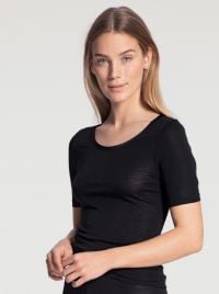 True Confidence maglia a manica corta lana e seta, nero