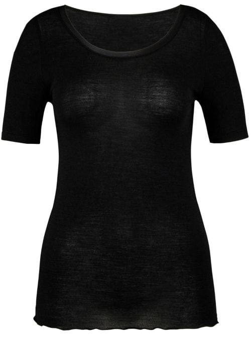 True Confidence maglia a manica corta lana e seta, nero