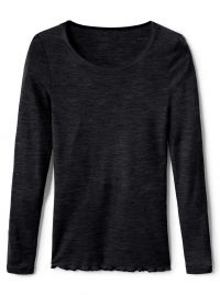 True Confidence T-shirt a manica lunga lana e seta, nero