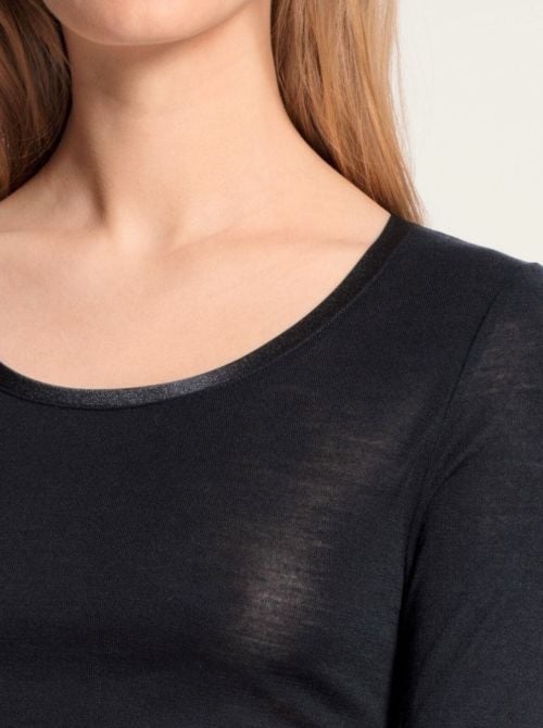 True Confidence T-shirt a manica lunga lana e seta, nero CALIDA