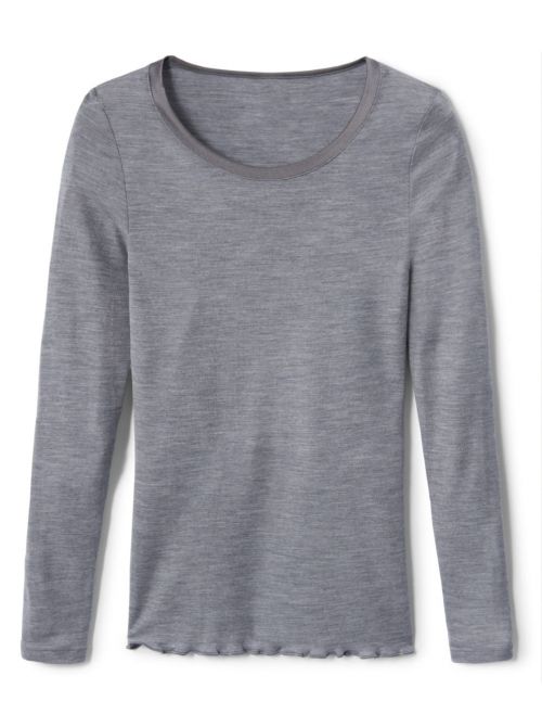 True Confidence T-shirt a manica lunga lana e seta, grigio platino CALIDA
