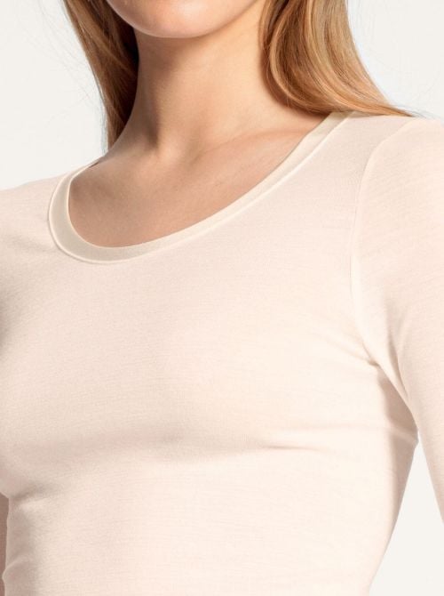 True Confidence T-shirt a manica lunga lana e seta, crema CALIDA