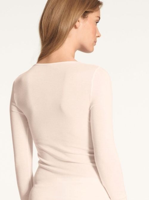True Confidence T-shirt a manica lunga lana e seta, crema