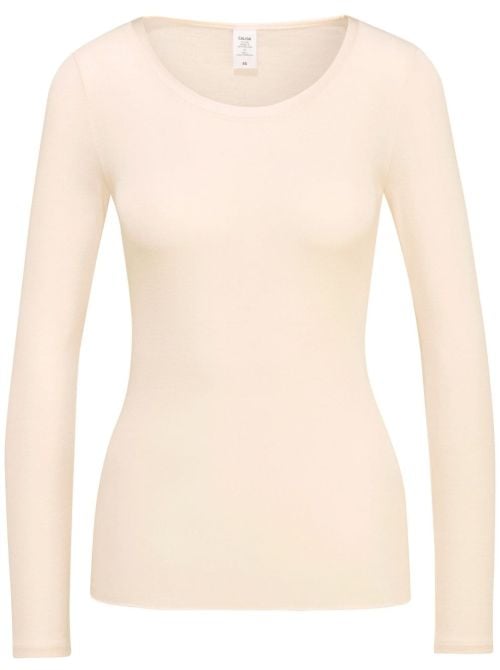 True Confidence T-shirt a manica lunga lana e seta, crema