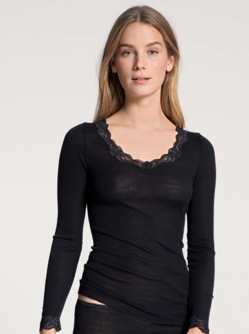 Richesse 15990 Lace Long sleeve t-shirt, black CALIDA