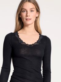 Richesse 15990 Lace a manica lunga lana e seta, nero