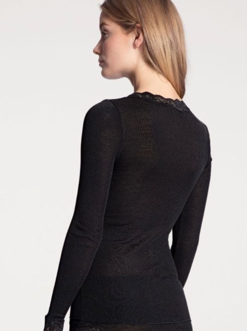 Richesse 15990 Lace a manica lunga lana e seta, nero