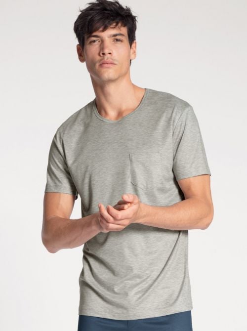 100% Nature Men's short sleeve t-shirt, gray CALIDA