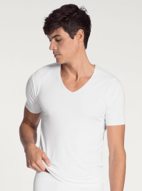 Clean Line V-shirt da uomo manica corta, bianco CALIDA