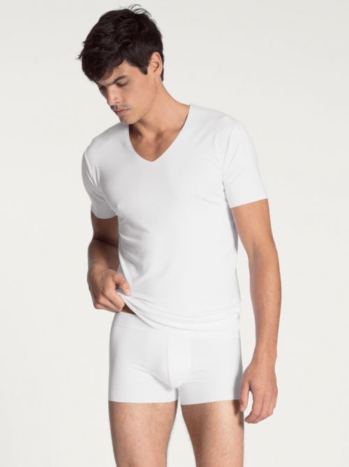 Clean Line V-shirt da uomo manica corta, bianco