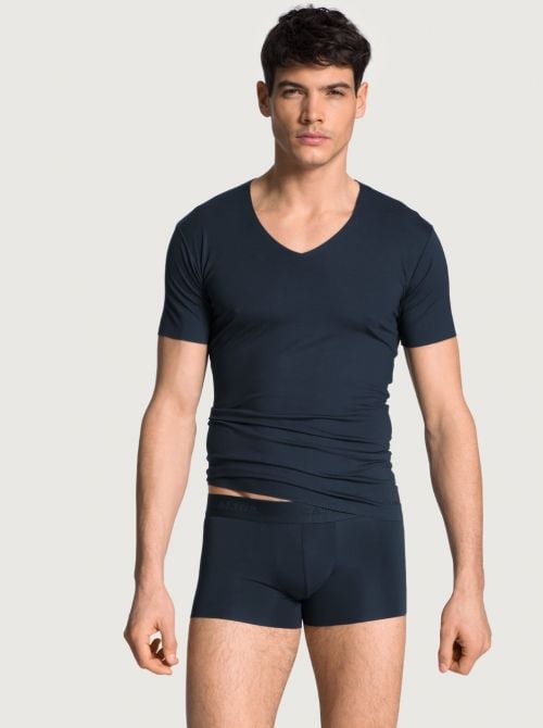 Clean Line V-shirt da uomo manica corta, blu notte