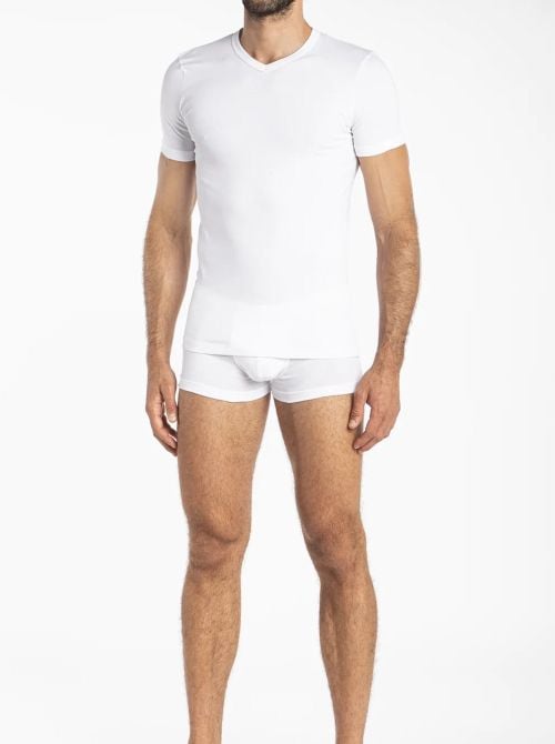 Iseppi Maglietta Uomo Scollo V Cotone Elasticizzato, bianco