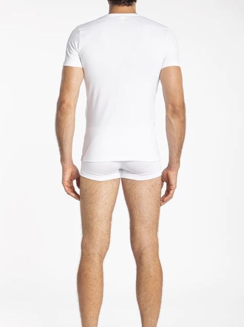 Iseppi Maglietta Uomo Scollo V Cotone Elasticizzato, bianco