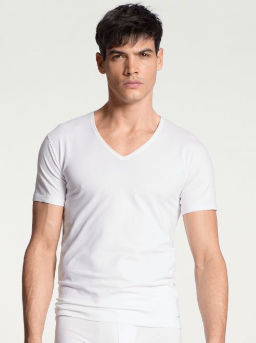 14590 Cotton Code V-shirt with short sleeves, white CALIDA