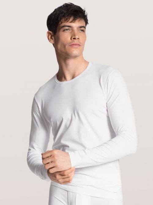 15890 Code shirt in long-sleeved cotton, white CALIDA