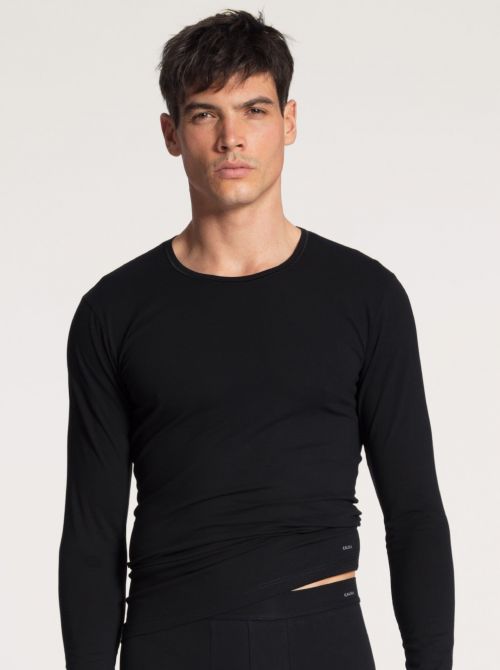 15890 Code shirt in long-sleeved cotton, black CALIDA