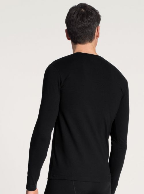 15890 Code shirt in long-sleeved cotton, black
