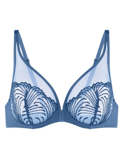 Nuance 12N319 Underwire bra with deep neckline, blue