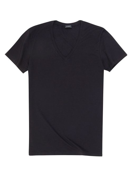 Inspired - Maglietta Scollo a V in Light Cotton seconda pelle, nero