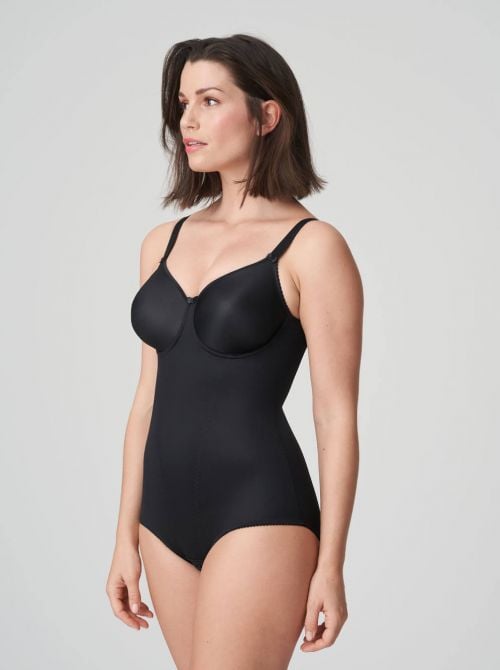 Satin underwired bodysuit, black