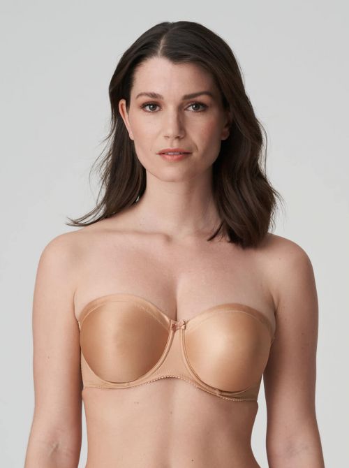 Satin bandeau bra, cognac