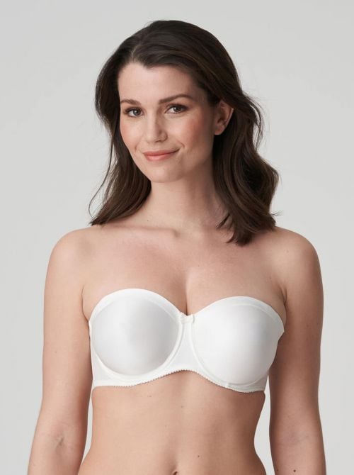 Satin bandeau bra, ivory