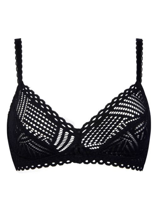 Tressage Graphic non-wired bra, black ANTIGEL
