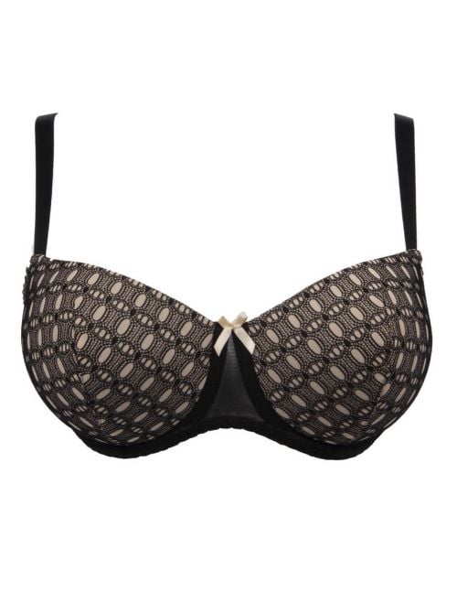 Sexy Resille reggiseno con ferretto coppe profonde, nero