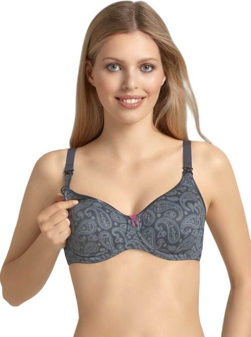 5092 underwired nursing bra. up to I cup, dark grey