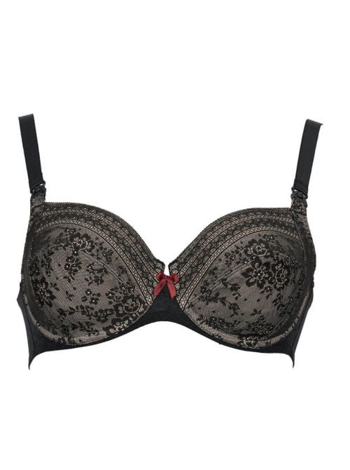 5053 Reggiseno per allattamento a fantasia. fino a coppa J, nero