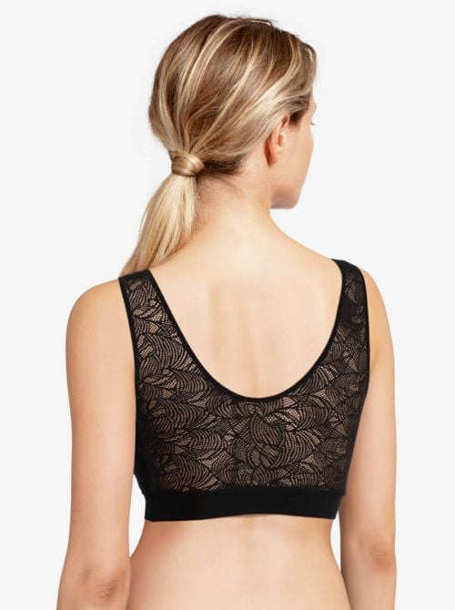 SoftStretch top imbottito con pizzo, nero