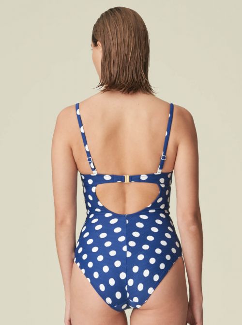 Rosalie one-piece swimsuit with removable straps, blue monaco