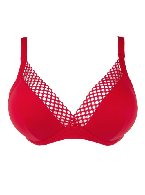 The double mix triangle bra with underwire, red ANTIGEL